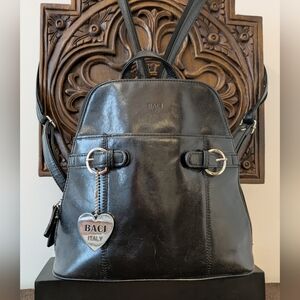BACI Italy Leather Convertible Backpack with Heart Charm